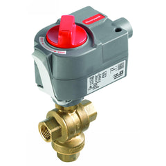 Honeywell VBN3BKPL2000 CONTROL BALL VALVE WITH ELECTRIC ACTUATOR - 3/4 IN. NPT - 3-WAY - 11 CV - PLATED BRASS TRIM - LOW PROFILE - FLOATING ON/OFF(FAIL IN PLACE) - 24 VAC | Blackhawk Supply