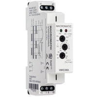 VWKE120A | Voltage band relay for 120 VAC | 15 Amp relay | DPDT | Adj Pick up and Drop out | Adj dropout delay 0.1-10 seconds | DIN | Macromatic (OBSOLETE)