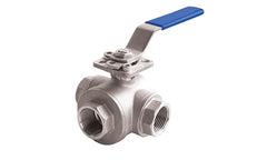 Jomar A850L-12 A-850L | 1/2" | Stainless Steel | 3-Way | Full Port | Threaded Connection | 1000 WOG | with ISO Mounting Pad | L-Port | Blackhawk Supply
