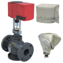 Bray DG3-3-100C/GASEX24-450-WS 3" | Flanged Globe valve | 3way | Cast Iron body | Bronze trim | CV 100 | Normally Closed | Normally Closed to C | Pic and Globe Valve Linear Actuator 24VAC/DC Spring Return-down (EXTENDED) | Blackhawk Supply