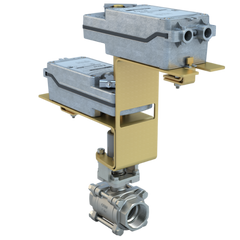 Bray BV125-SS3-11/DS24-180-T-D 1.25" | 3 piece design threaded ball valve | SS | CV 12.82 | Normally Open | Damper & Valve actuator | 24 VAC/DC | 177 lb-in | on/off or floating | Spring Return | Dual | Blackhawk Supply