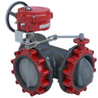 3LNE-14S39/70-0651SVH | Butterfly Valve | 3 Way | Flow Configuration 9 | 14 Inch | Nylon Coated Disc | 150 PSI | 120 VAC Non-Spring Return Actuator With Heater | Modulating Control | Bray