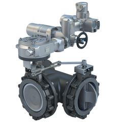 Bray MKL3-4160/AU-2130 16" 3-Way Lugged Butterfly valve High Performance | ANSI Class 150 | CS body | CV 9800 | 120 VAC | On/Off | 21300 lb-in | NEMA 4 | Blackhawk Supply