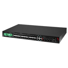 Antaira LMX-3228G-10G-SFP-DD 32-Port Industrial Gigabit Managed Ethernet Switch | with 4*10/100/1000 RJ45 Ports | 24*100/1000 SFP Slots | and 4*1G/10G SFP+ Slots with Dual DC Power Supply (-48V) | Blackhawk Supply