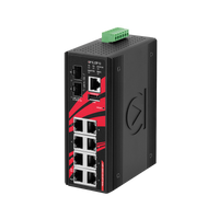 LMP-1002G-10G-SFP-24 | 10-Port Industrial PoE+ Light Layer 3 Gigabit Managed Ethernet Switch | with 8*10/100/1000Tx (30W/Port) and 2*1G/10G SFP+ Slots; 12~55VDC Power Input | Antaira