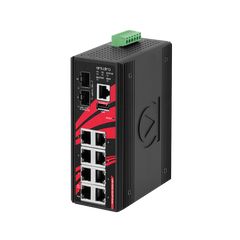 Antaira LMP-1002G-10G-SFP-24 10-Port Industrial PoE+ Light Layer 3 Gigabit Managed Ethernet Switch | with 8*10/100/1000Tx (30W/Port) and 2*1G/10G SFP+ Slots; 12~55VDC Power Input | Blackhawk Supply