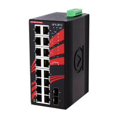 Antaira LNP-1802G-SFP 18-Port Industrial PoE+ Gigabit Unmanaged Ethernet Switch | w/16*10/100/1000Tx (30W/Port) + 2*100/1000 SFP Slots | Blackhawk Supply