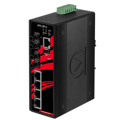 Antaira LMX-0602-S3-T-V2 6-Port Industrial Light Layer 3 Managed Ethernet Switch | with 4*10/100Tx and 2*100Fx Single-Mode 30Km | 12~48VDC Power Input; EOT: -40°C to 75°C; Version 2 Hardware | Blackhawk Supply