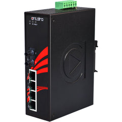 Antaira LNP-0501-ST-S3-24 5-Port Industrial PoE+ Unmanaged Ethernet Switch | w/4*10/100Tx (30W/Port) + 1*100Fx ST Connector | Single-mode 30Km | 12VDC-36VDC | Blackhawk Supply