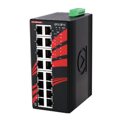 Antaira LNP-1600G-T 16-Port Industrial PoE+ Unmanaged Ethernet Switch | w/16*10/100/1000Tx (30W/Port); EOT: -40~75C | Blackhawk Supply