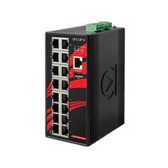 Antaira LMX-1600G-T 16-Port Industrial Gigabit Light Layer 3 Managed Ethernet Switch | with 16*10/100/1000Tx Ports; EOT: -40°C to 75°C | Blackhawk Supply