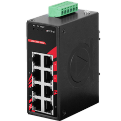 Antaira LNX-C800G-T 8-Port Industrial Compact Gigabit Unmanaged Ethernet Switch | w/8*10/100/1000Tx; EOT: -40°C ~ 75°C | Blackhawk Supply