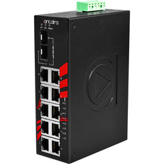 Antaira LNP-1202G-SFP 12-Port Industrial PoE+ Gigabit Unmanaged Ethernet Switch | w/8*10/100/1000Tx (30W/Port) | 2*10/100/1000Tx + 2*100/1000 SFP Slots | Blackhawk Supply