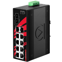 Antaira LNX-1204G-10G-SFP 12-Port Industrial Gigabit Unmanaged Ethernet Switch | with 8*10/100/1000Tx | 2*1G SFP Slots | and 2*10G SFP+ Slots | Blackhawk Supply
