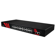 Antaira LNX-2602G-SFP 26-Port Industrial 1U 19" Rackmount Gigabit Unmanaged Ethernet Switch | w/24*10/100/1000TX + 2*Gigabit Combo (2*10/100/1000Tx RJ45 & 2*100/1000 SFP Slots) | Blackhawk Supply