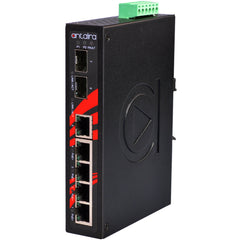 Antaira LNP-0702C-SFP-T 7-Port Industrial PoE+ Unmanaged Ethernet Switch | with 4*10/100Tx (30W/Port) | 1*10/100Tx | and 2*100/1000 SFP Slots; EOT: -40°C to 75°C | Blackhawk Supply