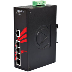 Antaira LNP-0500-24-T 5-Port Industrial PoE+ Unmanaged Ethernet Switch | w/4*10/100Tx (30W/Port) + 1*10/100Tx | 12~36VDC | EOT: -40~75C | Blackhawk Supply