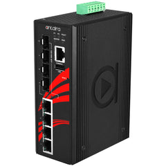 Antaira LMX-0804G-SFP-T 8-Port Industrial Gigabit Light Layer 3 Managed Ethernet Switch | w/4*10/100/1000Tx Ports + 4*100/1000Fx SFP Fiber Slots; EOT: -40 to 75C | Blackhawk Supply