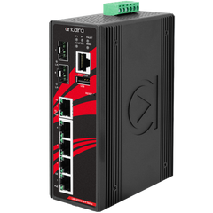 Antaira LMP-0702G-SFP-T-V2 7-Port Industrial Gigabit PoE+ Light Layer 3 Managed Ethernet Switch | w/4*10/100/1000Tx (30W/port) | 1*10/100/1000Tx | and 2*100/1000 SFP Slots; EOT: -40 ~ 75°C; Version 2 Hardware | Blackhawk Supply