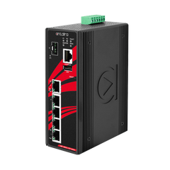 Antaira LMP-0601G-SFP-V2 6-Port Industrial Gigabit PoE+ Light Layer 3 Managed Ethernet Switch | w/4*10/100/1000Tx (30W/Port) | 1*10/100/1000Tx | and 1*100/1000 SFP Slot; 48~55VDC Power Input; Version 2 Hardware | Blackhawk Supply