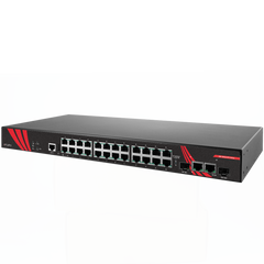 Antaira LMP-2602G-SFP-T 26-Port Industrial PoE+ Gigabit Managed Ethernet Switch | w/24*10/100/1000Tx RJ45 (30W/Port) and 2*Gigabit Combo Ports (2*10/100/1000Tx RJ45 and 2*100/1000 SFP Slots); EOT: -40°~75°C | Blackhawk Supply