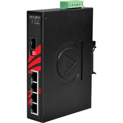 Antaira LNX-0501G-SFP-T 5-Port Industrial Unmanaged Ethernet Switch | w/4*10/100/1000Tx + 1*100/1000 SFP slot; EOT: -40~75C | Blackhawk Supply
