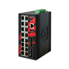 Antaira LMP-2004G-SFP-T 20-Port IndustriaL PoE+ Light Layer 3 Managed Ethernet Switch | w/16*10/100/1000Tx (30W/port) + 4*100/1000 SFP ports | EoT -40~75C | Blackhawk Supply