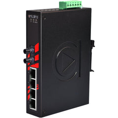 Antaira LNX-0501-ST-M-T 5-Port Industrial Unmanaged Ethernet Switch | w/4*10/100Tx + 1*100Fx (ST) Multi-mode 2Km; EOT: -40 to 75C | Blackhawk Supply