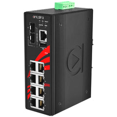 Antaira LMX-1002G-SFP-T 10-Port Industrial Gigabit Light Layer 3 Managed Ethernet Switch | w/8*10/100/1000Tx + 2*100/1000 SFP Slots); EOT: -40~75C | Blackhawk Supply