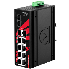 Antaira LNP-1204G-10G-SFP 12-Port Industrial Gigabit PoE+ Unmanaged Ethernet Switch | with 8*10/100/1000Tx (30W/Port) | 2*1G SFP Slots | and 2*10G SFP+ Slots | Blackhawk Supply