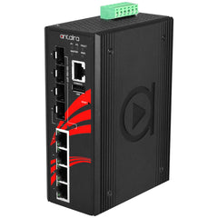 Antaira LMP-0804G-SFP-T 8-Port Industrial PoE+ Gigabit Light Layer 3 Managed Ethernet Switch | w/4*10/100/1000Tx Ports + 4*100/1000Fx SFP Fiber Slots | EoT -40~75C. | Blackhawk Supply