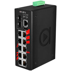 Antaira LMX-1202G-SFP 12-Port Industrial Gigabit Light Layer 3 Managed Ethernet Switch | w/10*10/100/1000Tx + 2*100/1000 SFP | Blackhawk Supply