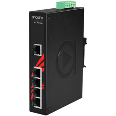 Antaira LNP-0500G 5-Port Industrial Gigabit PoE+ Unmanaged Ethernet Switch | w/4*10/100/1000Tx (30W/Port) + 1*10/100/1000Tx | Blackhawk Supply