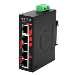 Antaira LNP-C500G Compact 5-Port Industrial Gigabit PoE+ Unmanaged Ethernet Switch | w/4*10/100/1000Tx (30W/Port) + 1*10/100/1000Tx | Blackhawk Supply