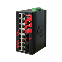 LMX-2004G-SFP | 20-Port Industrial Gigabit Light Layer 3 Managed Ethernet Switch | with 16*10/100/1000Tx Ports and 4*100/1000 SFP Slots; 12~48VDC Power Input | Antaira