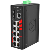 LMX-1202M-SFP | 12-Port Industrial Gigabit Light Layer 3 Managed Ethernet Switch | w/8*10/100Tx + 2*10/100/1000Tx RJ45 | + 2*100/1000 SFP Slots | Antaira
