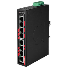 Antaira LNP-0800G 8-Port Industrial PoE+ Gigabit Unmanaged Ethernet Switch | with 8*10/100/1000Tx (30W/Port) | 48~55VDC Power Input | Blackhawk Supply