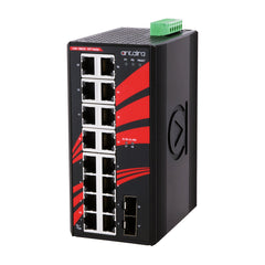 Antaira LNX-1802G-SFP 18-Port Industrial Gigabit Unmanaged Ethernet Switch | w/16*10/100/1000Tx + 2*100/1000 SFP Slots | Blackhawk Supply