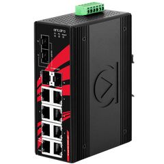 Antaira LNP-1204G-10G-SFP-24 12-Port Industrial Gigabit PoE+ Unmanaged Ethernet Switch | with 8*10/100/1000Tx (30W/Port) | 2*1G SFP Slots | and 2*10G SFP+ Slots; 12~55VDC Power Input | Blackhawk Supply