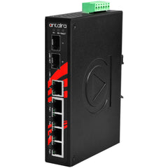 Antaira LNP-0702G-SFP-T 7-Port Industrial Gigabit PoE+ Unmanaged Ethernet Switch | with 4*10/100/1000Tx (30W/Port) | 1*10/100/1000Tx | and 2*100/1000 SFP Slots; EOT: -40°C to 75°C | Blackhawk Supply