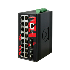 Antaira LMX-2004G-SFP-T 20-Port Industrial Gigabit Light Layer 3 Managed Ethernet Switch | with 16*10/100/1000Tx Ports and 4*100/1000 SFP Slots; 12~48VDC Power Input; EOT: -40°C to 75°C | Blackhawk Supply