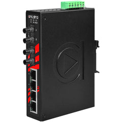 Antaira LNX-0602-ST-S3-T 6-Port Industrial Unmanaged Ethernet Switch | w/2*100Fx (ST) Single-mode 30Km | EOT (-40°C - 75°C) | Blackhawk Supply