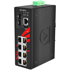 Antaira LMP-1002G-SFP-T 10-Port IndustriaL PoE+ Light Layer 3 Managed Ethernet Switch | w/8*10/100/1000Tx (30W/port) + 2*100/1000 SFP Slot; EOT: -40~75C | Blackhawk Supply