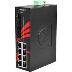 Antaira LNX-1204G-SFP-T 12-Port Industrial Gigabit Unmanaged Ethernet Switch | w/8*10/100/1000Tx + 4*100/1000 SFP Slots; EOT: -40 ~ 75C | Blackhawk Supply