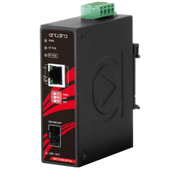 Antaira IMP-C1000-SFP-bt-T Compact Industrial Gigabit IEEE 802.3bt Ethernet-to-Fiber Media Converter | 1*10/100/1000TX (PSE: 90W) to 1*100/1000 SFP Slot; EOT: -40° to 75°C | Blackhawk Supply