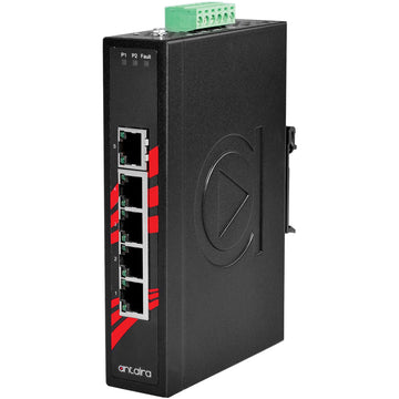 Antaira LNX-500A-T 5-Port 10/100TX Slim Industrial Ethernet Switch | Extended Operating Temperature (-40°C ~ 75°C) | Blackhawk Supply