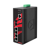 LMP-0501-M-24-V2 | 5-Port Industrial PoE+ Light Layer 3 Managed Ethernet Switches w/4*10/100Tx (30W/Port) | and 1*100Fx Multi-Mode 2Km | 12~36VDC | Antaira