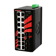 Antaira LNP-2004G-SFP 20-Port Industrial PoE+ Gigabit Unmanaged Ethernet Switch | w/16*10/100/1000Tx (30W/Port) + 4*100/1000 SFP Slots | Blackhawk Supply