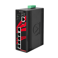 Antaira LMX-0601G-SFP-T-V2 6-Port Industrial Gigabit Light Layer 3 Managed Ethernet Switch | with 5*10/100/1000Tx and 1*100/1000 SFP Slot | 12~48VDC Power Input; Version 2 Hardware; EOT: -40°C to 75°C | Blackhawk Supply