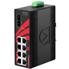 Antaira LNP-1002G-10G-SFP-24 10-Port Industrial Gigabit PoE+ Unmanaged Ethernet Switch with 8*10/100/1000Tx (30W/Port) and 2*10G SFP+ Slots; 12~55VDC Power Input | Blackhawk Supply
